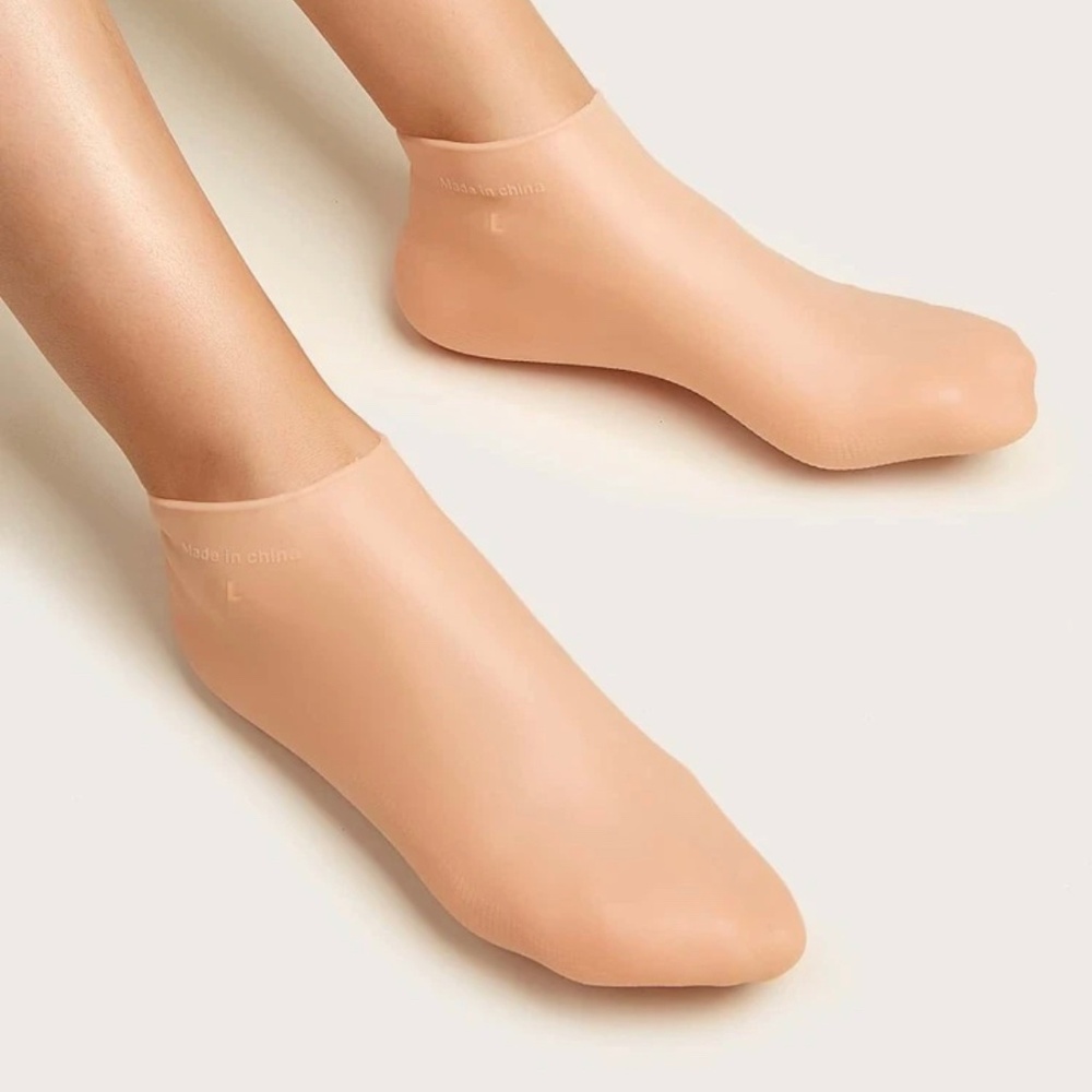 1pair Silicone Moisturizing Socks apricot one size